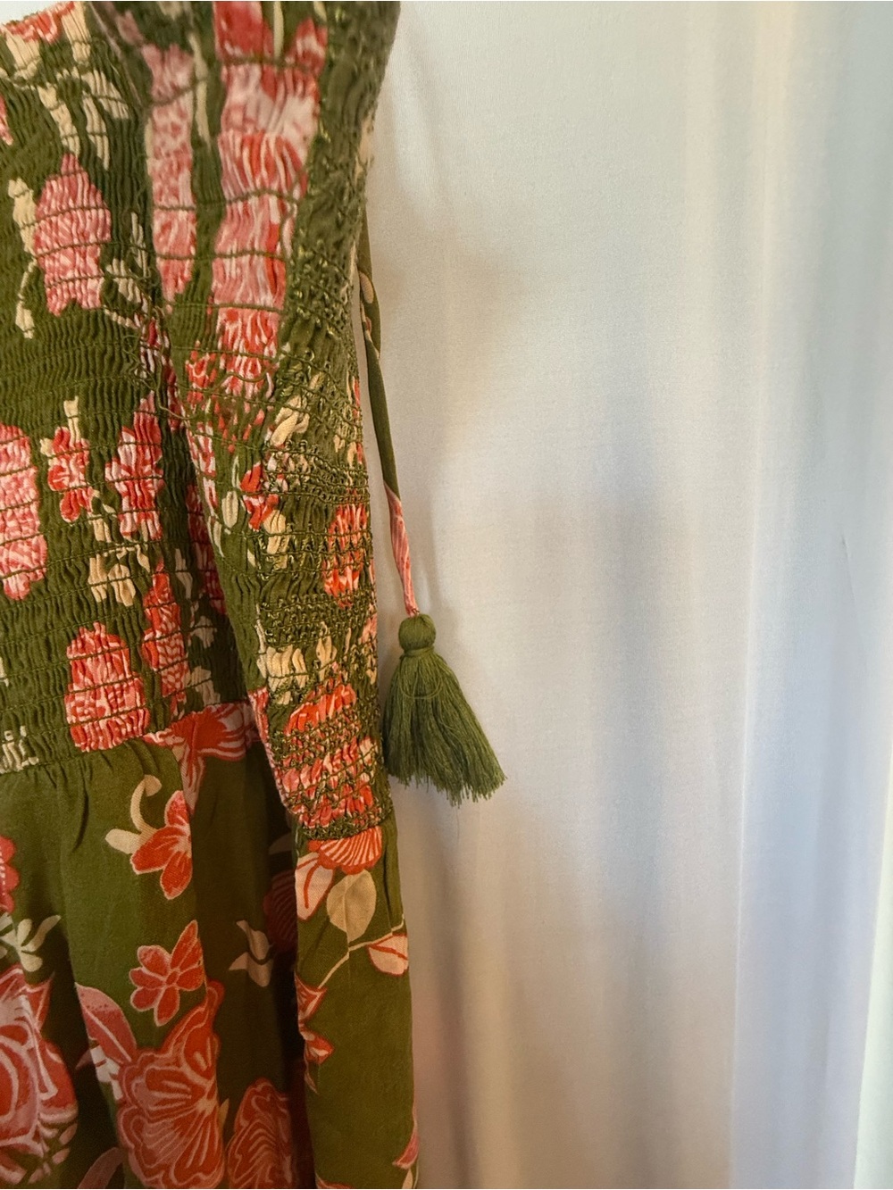 Patrons of Peace Olive Maxi Dress with Pink Floral Print - Picture 6 of 6
